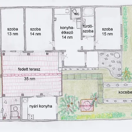 別荘 Balatoni Zoeldkapus Vendeghaz Lesencetomaj